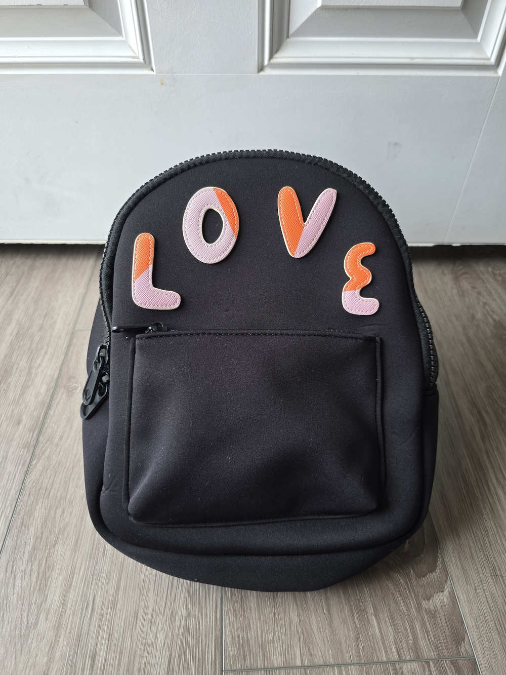 Love Bravery Lady Gaga Elton John Black Neoprene Mini Backpack LOVE Applique